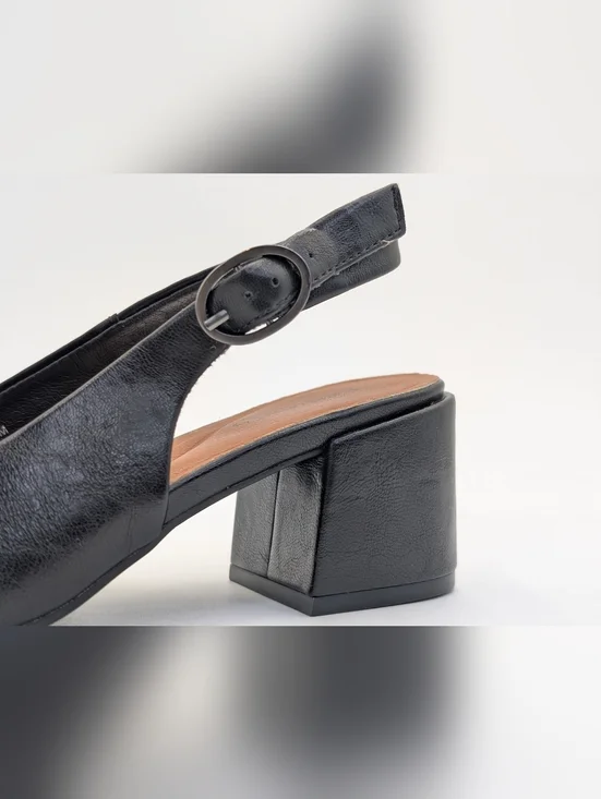 Baretraps "Ester" Women's Size 8M Black Faux Leather Slingback Block Heel - Picture 4 of 17